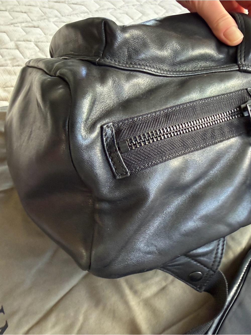 AllSaints Black Sheep Leather Backpack Men’s Laptop Travel Bag - Picture 3 of 5
